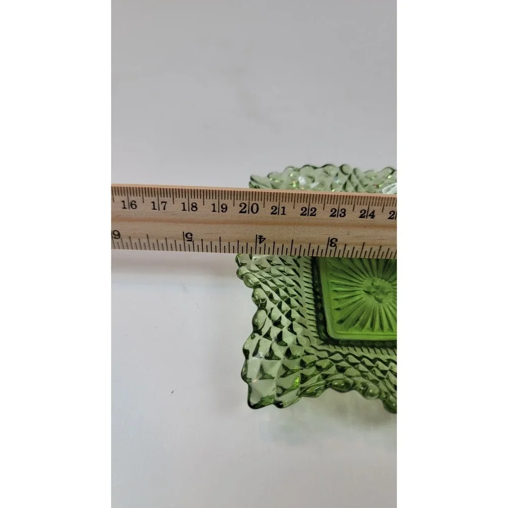 Vintage‎ Federal Glass Traditions Square Bon Bon Candy Dish Green 4 inch Square